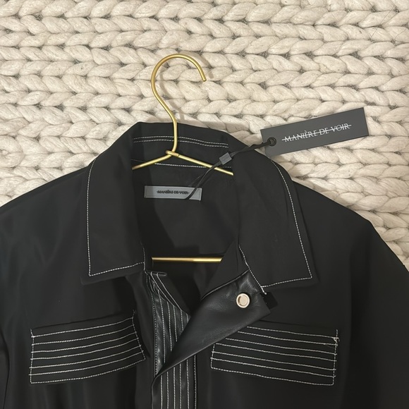 MANIÉRE DE VOIR BLACK LONG SLEEVE MINI DRESS SIZE 0 **TAGS STILL ATTACHED** - Picture 2 of 4